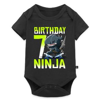Shark Ninja I am 7 - Action Underwater Birthday - Baby Premium short-sleeve bodysuit - black - Front