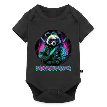 Japanischer Panda Samurai Style für Panda Fans - Baby Premium Kurzarmbody - Schwarz - Vorne
