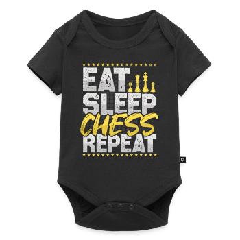 Schach Eat Sleep Repeat Schachbrett Chess Schach - Baby Premium Kurzarmbody - Schwarz - Vorne