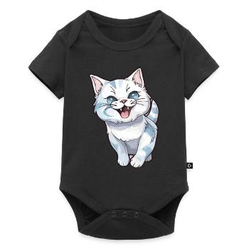 Chaton mignon rire pour les amoureux des chats - Body à manches courtes Premium Bébé - noir - Devant