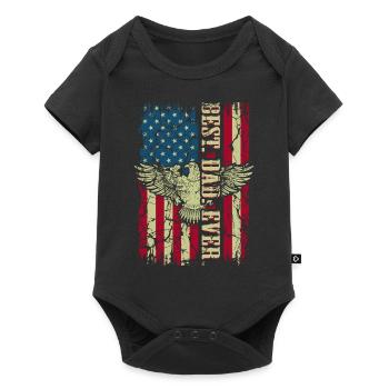 Best Dad Ever American Flag US Flag Eagle Funny - Baby Premium short-sleeve bodysuit - black - Front