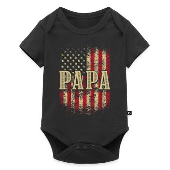 Papa US American Flag Patriotic Grandfather Funny - Baby Premium short-sleeve bodysuit - black - Front