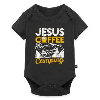 Jesus coffee and camping lover Christian - Baby Premium short-sleeve bodysuit - black - Front