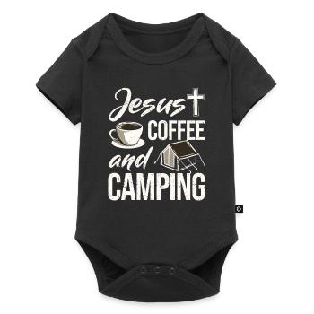 Jesus coffee and camping lover Christian - Baby Premium short-sleeve bodysuit - black - Front