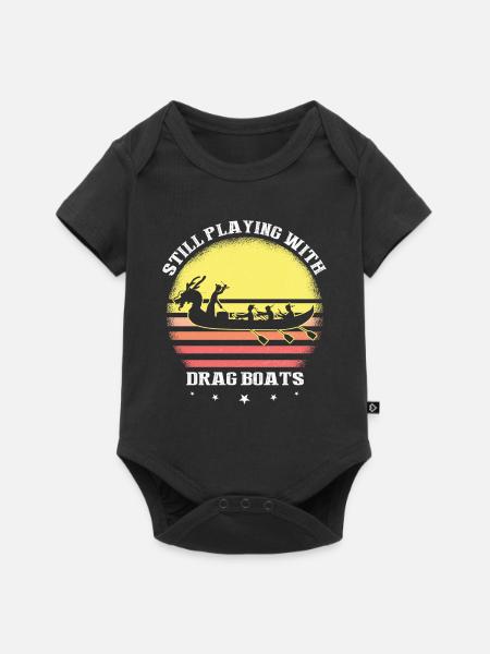 Drachenboot und Drachenboot Crew - Baby Premium Kurzarmbody - Schwarz