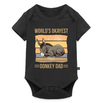 World Okayest Donkey Dad - Baby Premium Kurzarmbody - Schwarz - Vorne
