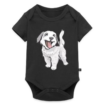 Chien mignon et joyeux - Body à manches courtes Premium Bébé - noir - Devant