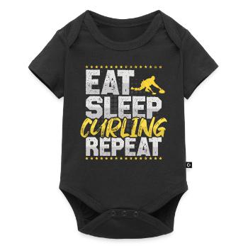 Curling Eat Sleep Repeat Eis Sport Hobby Curling - Baby Premium Kurzarmbody - Schwarz - Vorne