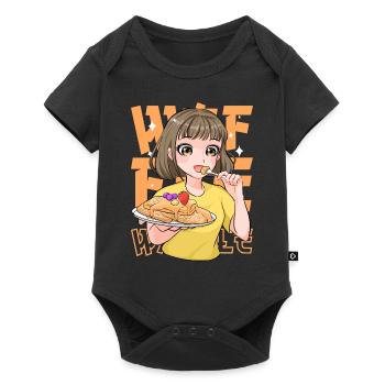 Kawaii Gaufre Anime Fille Mignonne Nourriture Japonais Otaku - Body à manches courtes Premium Bébé - noir - Devant