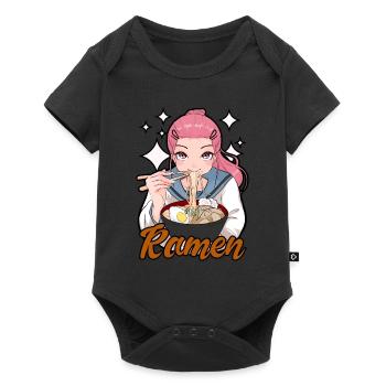Ramen Noodle Anime Girl Japanese Food Otaku - Baby Premium short-sleeve bodysuit - black - Front
