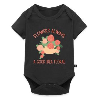 Blumen Sind Immer Eine Gute Idee Floral - Baby Premium Kurzarmbody - Schwarz - Vorne