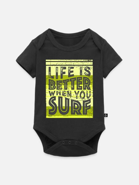 Surfer Spruch Lustig - Baby Premium Kurzarmbody - Schwarz