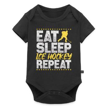 Hockey sur glace Manger dormir Répéter Hockey Hobby Hockey sur glace - Body à manches courtes Premium Bébé - noir - Devant