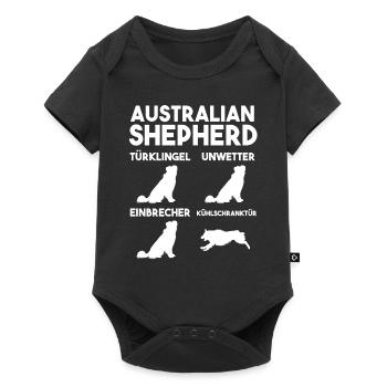 Hund Australian Shepherd - Baby Premium Kurzarmbody - Schwarz - Vorne