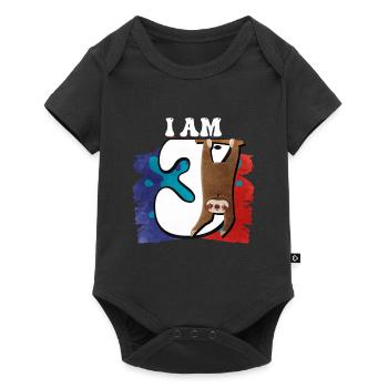 I am 3 sloth - Baby Premium short-sleeve bodysuit - black - Front