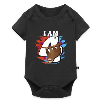 I am 4 sloth - Baby Premium short-sleeve bodysuit - black - Front