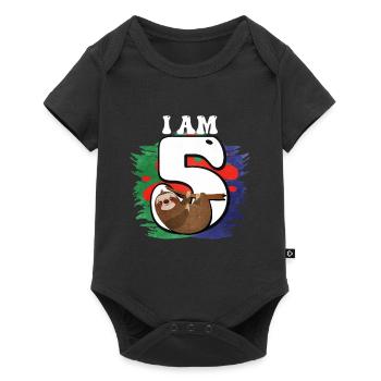 I am 5 sloth - Baby Premium short-sleeve bodysuit - black - Front