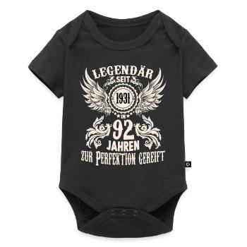 Legende 92 Jahre Geburtstags Shirt Sprüche Herren - Baby Premium Kurzarmbody - Schwarz - Vorne