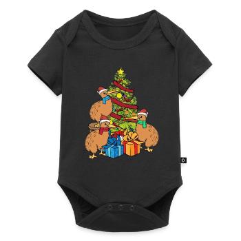 Christmas Kiwi Bird Australia Christmas Tree - Baby Premium short-sleeve bodysuit - black - Front