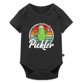 Pickelball Pickle Gurke Schläger Geschenk - Baby Premium Kurzarmbody - Schwarz - Vorne