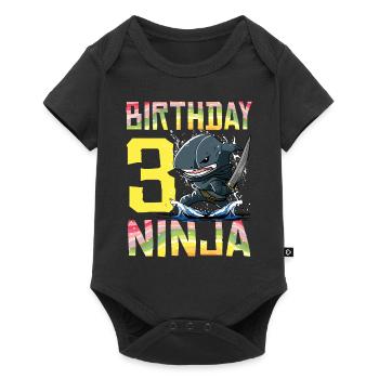Shark Ninja I'm 3 - Action Underwater Birthday - Baby Premium short-sleeve bodysuit - black - Front