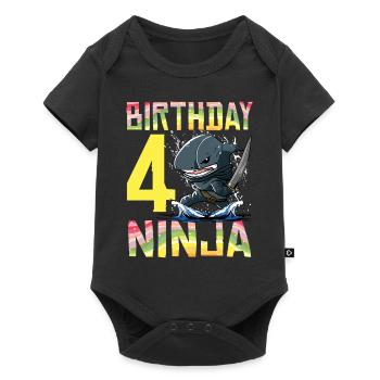 Shark Ninja I'm 4 - Action Unterwasser Geburtstag - Baby Premium Kurzarmbody - Schwarz - Vorne