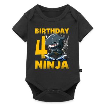 Shark Ninja I'm 4 - Action Unterwasser Geburtstag - Baby Premium Kurzarmbody - Schwarz - Vorne
