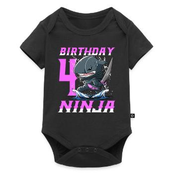 Shark Ninja I'm 4 - Action Unterwasser Geburtstag - Baby Premium Kurzarmbody - Schwarz - Vorne