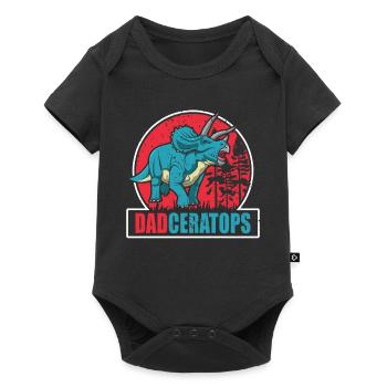 Dadceratops Dinosaurier Daddy Dino Reptil Vatertag - Baby Premium Kurzarmbody - Schwarz - Vorne