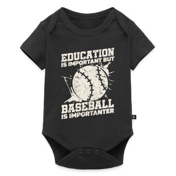 L’éducation est importante, mais les joueurs de baseball sportif - Body à manches courtes Premium Bébé - noir - Devant
