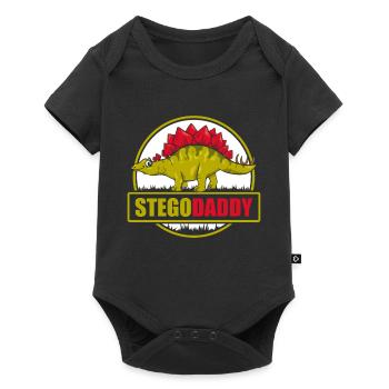 Stegodaddy Dinosaurier Daddy Dino Reptil Vatertag - Baby Premium Kurzarmbody - Schwarz - Vorne