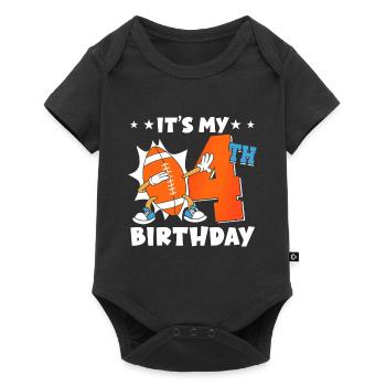 Es Ist Mein 4. Geburtstag American Football - Baby Premium Kurzarmbody - Schwarz - Vorne