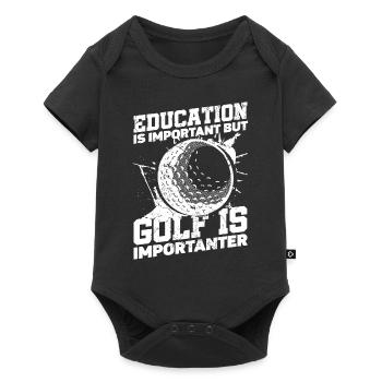 L’éducation est importante, mais le golf de balle et de club - Body à manches courtes Premium Bébé - noir - Devant