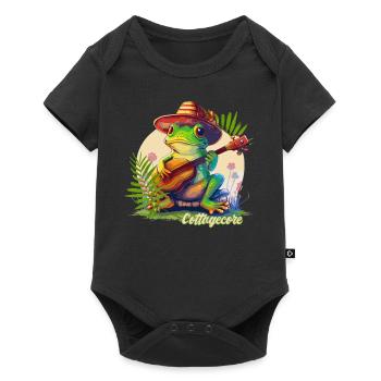 Cottagecore Aesthetic Countryside Banjoist Frog Go - Baby Premium short-sleeve bodysuit - black - Front