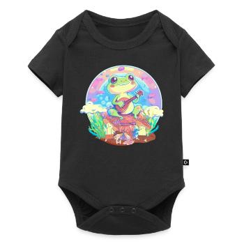 Frog Banjoist Colorful Cottagecore Aesthetic Cute - Baby Premium short-sleeve bodysuit - black - Front