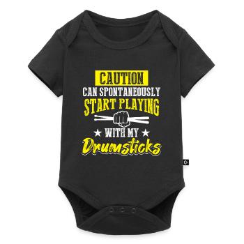Caution Can Spontaneously Start Playing With My Dr - Baby Premium Kurzarmbody - Schwarz - Vorne