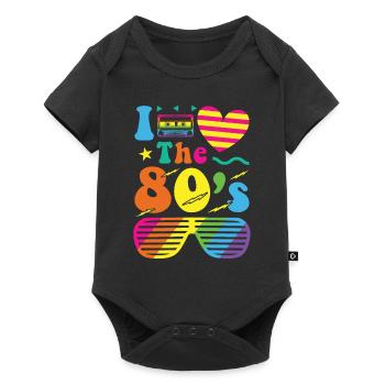 80s retro vintage costume year 80 love - Baby Premium short-sleeve bodysuit - black - Front