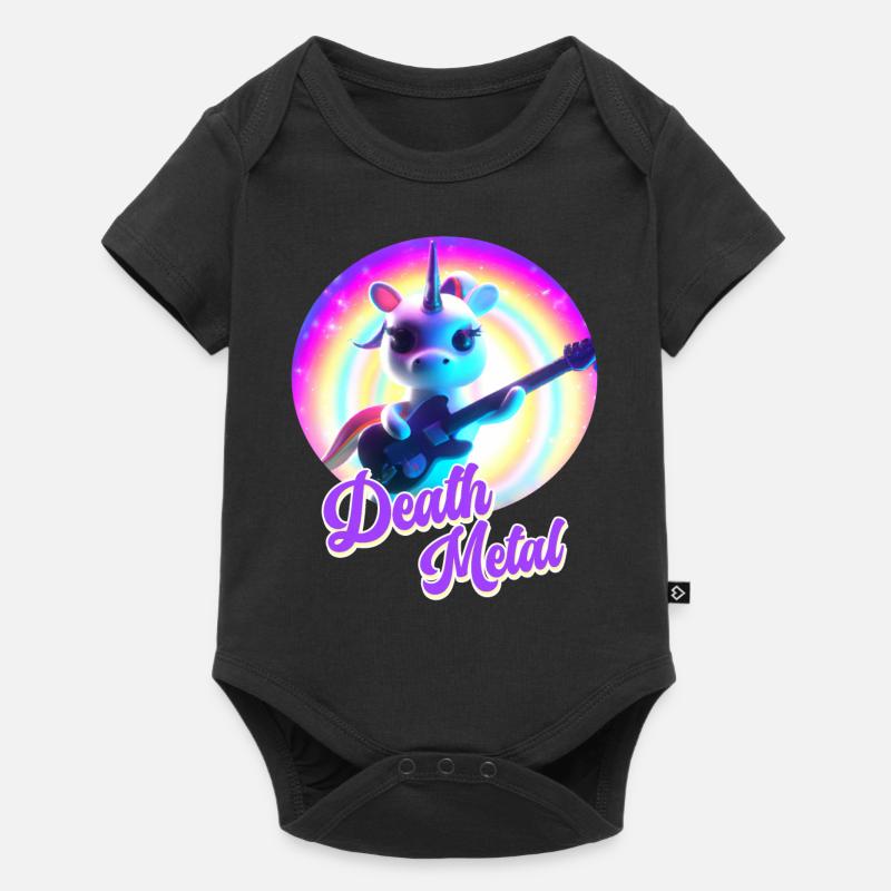 Drôle de licorne avec guitare électrique et arc-en-ciel - Body à manches courtes Premium Bébé - noir