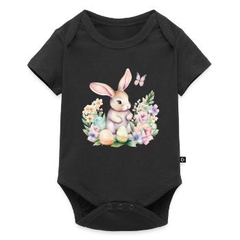 Frohe Ostern Hase Osterei für einen Osterhasen - Baby Premium Kurzarmbody - Schwarz - Vorne