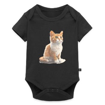 Cat cute cat drawing - Baby Premium short-sleeve bodysuit - black - Front