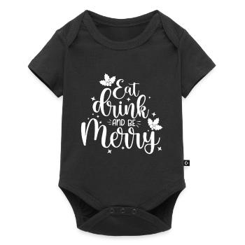 Manger, boire et être joyeux - Noël - Body à manches courtes Premium Bébé - noir - Devant