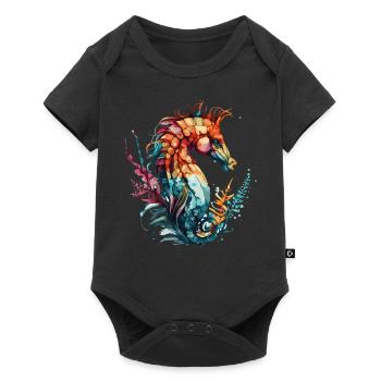 Watercolor Seahorse Colorful Sea Horse Lover - Baby Premium short-sleeve bodysuit - black - Front