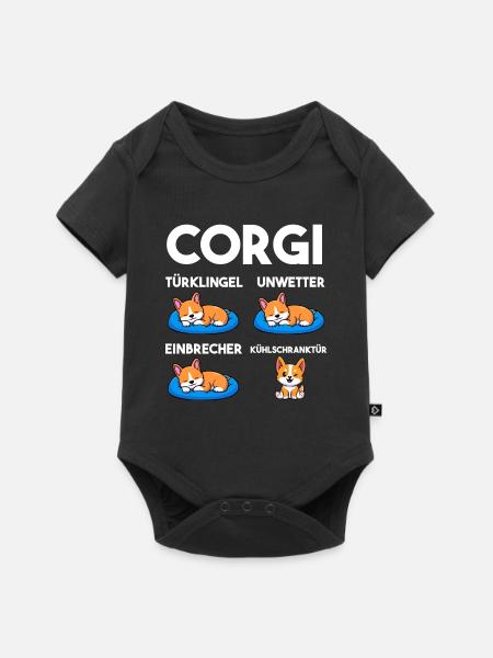 Hund Corgi - Baby Premium Kurzarmbody - Schwarz