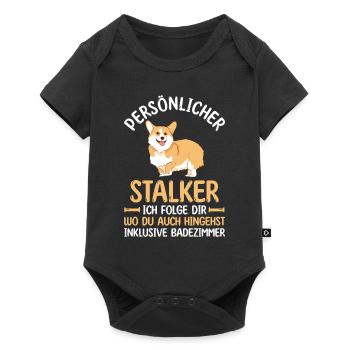 Hund Corgi - Baby Premium Kurzarmbody - Schwarz - Vorne