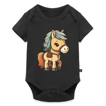 Cute horse for school beginners and kindergarten children - Baby Premium short-sleeve bodysuit - black - Front