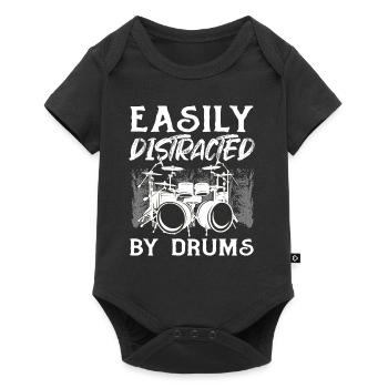 Drummer Musician Drums - Facilement distrait par Drum - Body à manches courtes Premium Bébé - noir - Devant