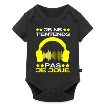 Je Ne T'entends Pas Je Joue Jeux Vidéos Geek Gamer - Body à manches courtes Premium Bébé - noir - Devant