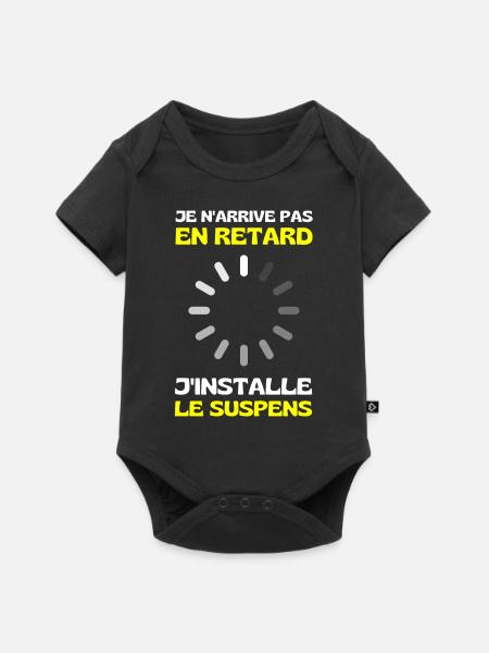 Je N'arrive Pas En Retard J'installe Le Suspens - Body à manches courtes Premium Bébé - noir