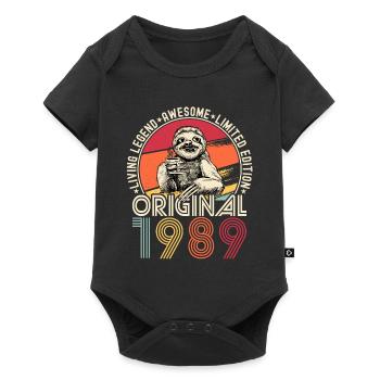 1989 Birthday vintage vintage sloth gift - Baby Premium short-sleeve bodysuit - black - Front