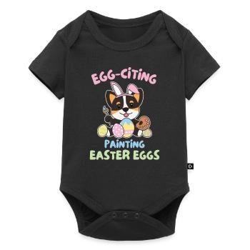 cute dogs for Easter Corgi - Baby Premium short-sleeve bodysuit - black - Front